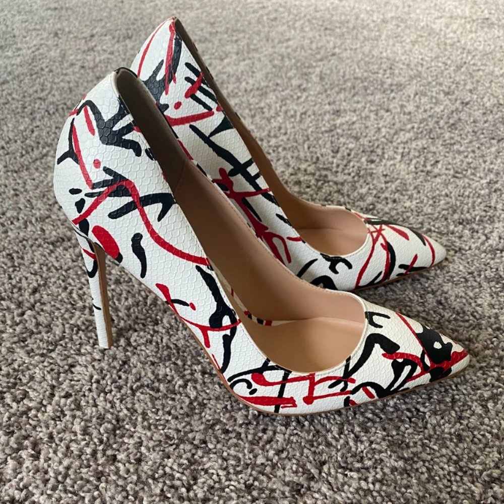 Pointed Toe “Splatter Paint” Stiletto Pump